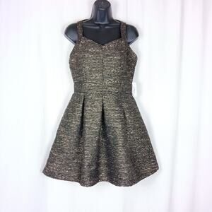 NWT Charming Charlie Gold and Black Threaded Cocktail Dress Size M